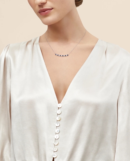 0.63 CT. Lab-Grown Diamond 3mm Sapphire 14k White Gold Necklace, image 3