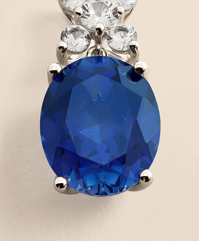 0.3 CT. Lab-Grown Diamond 12mm Sapphire 14k White Gold Pendant Necklace, image 3