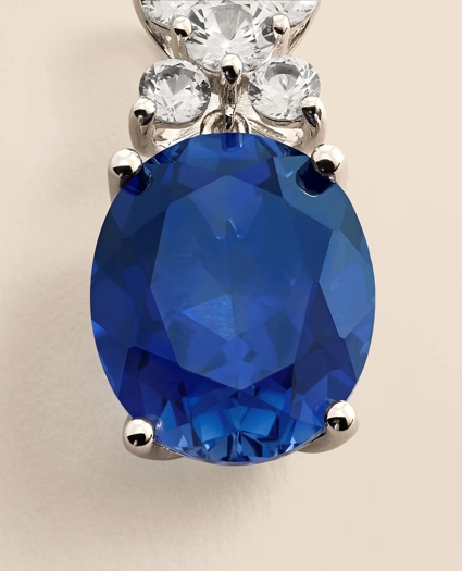 0.3 CT. Lab-Grown Diamond 12mm Sapphire 14k White Gold Pendant Necklace, image 3