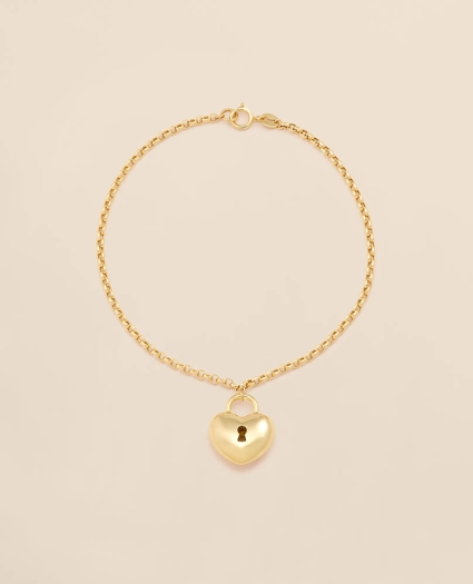 14k Gold Heart Pendant Bracelet, image 1