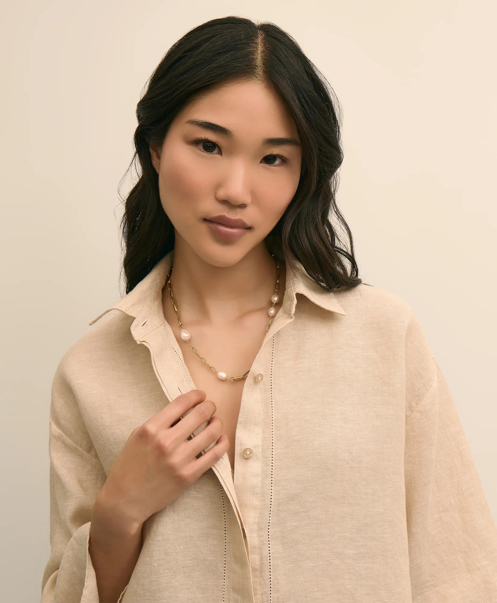 Loni Paul Shell & Pearl Necklace in 14K Plated Gold, image 1