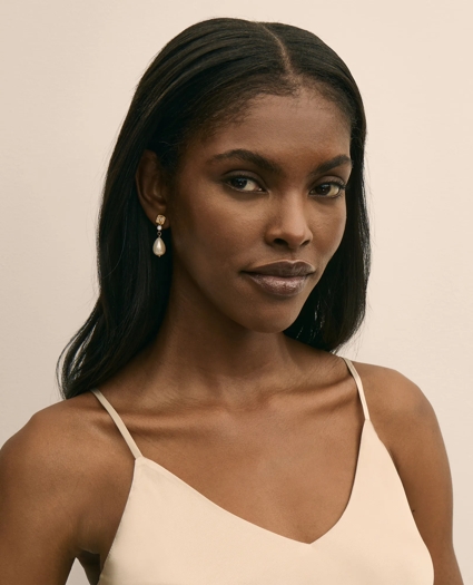 Loni Paul Shell & Pearl Earrings in 14K Plated Gold