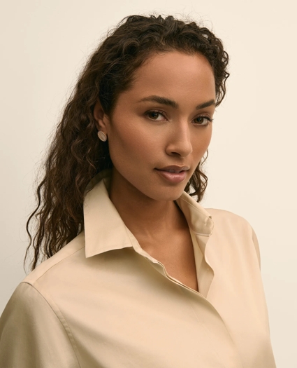 Gold-Tone Mother-Of-Pearl Button Stud Earrings