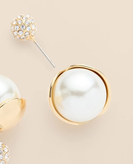 Faux-Pearl Ball Stud Earrings, image 5