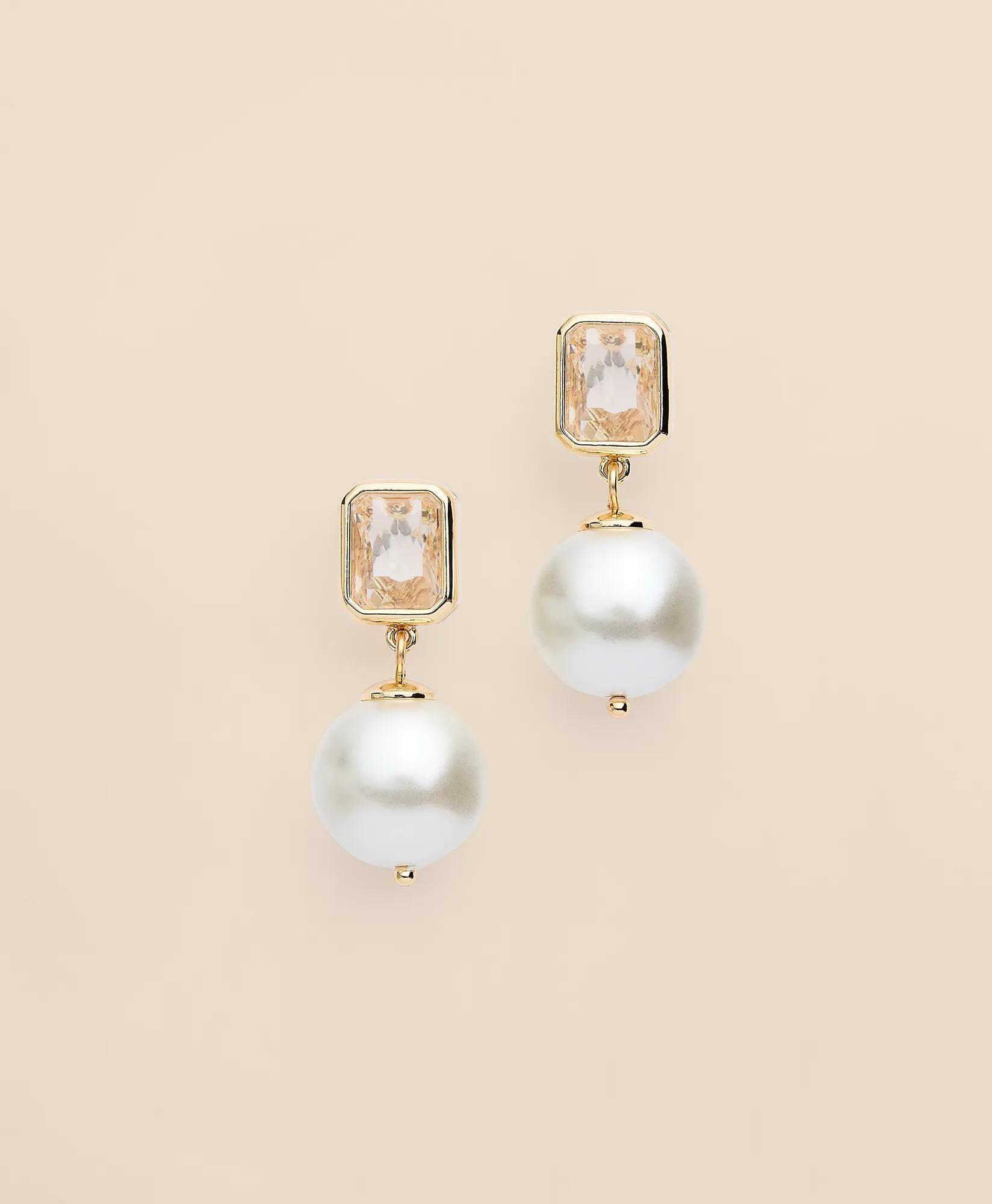Faux Pearl Drop Earrings, image 1