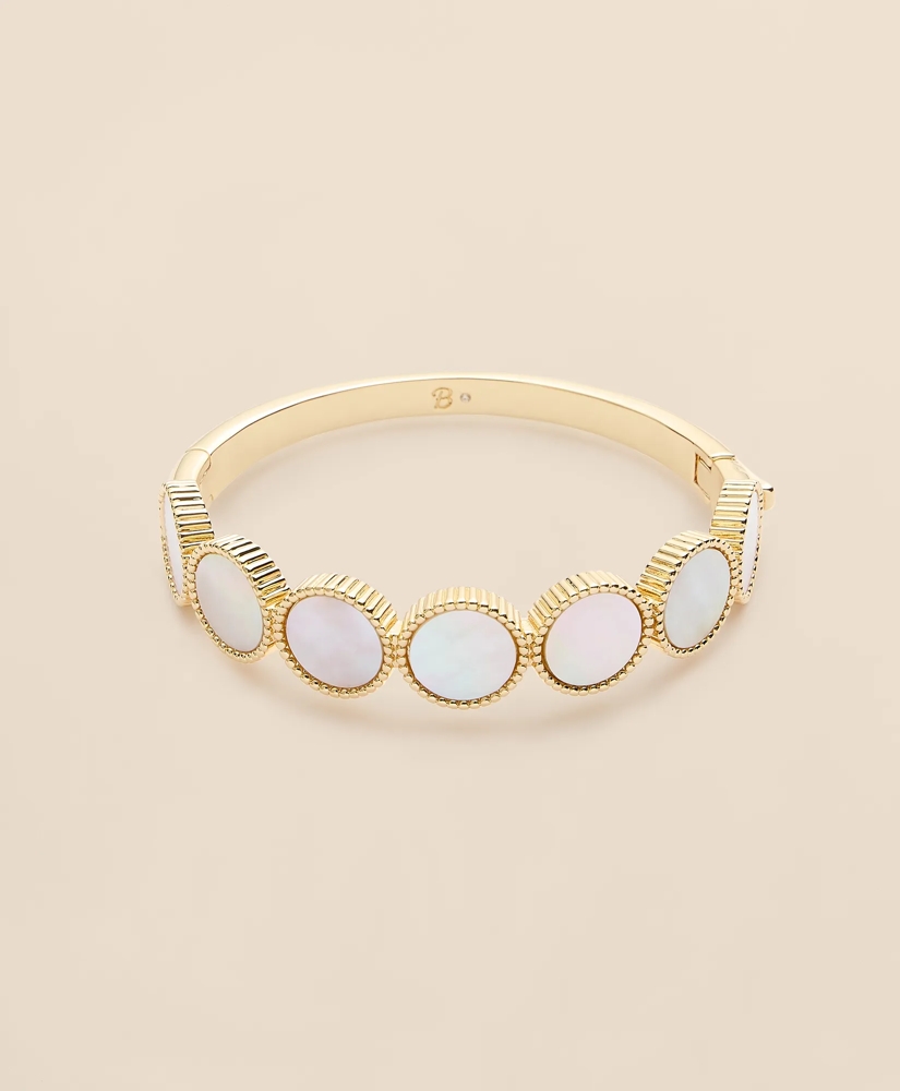 Gold-Tone Mother-Of-Pearl Bangle Bracelet, image 3
