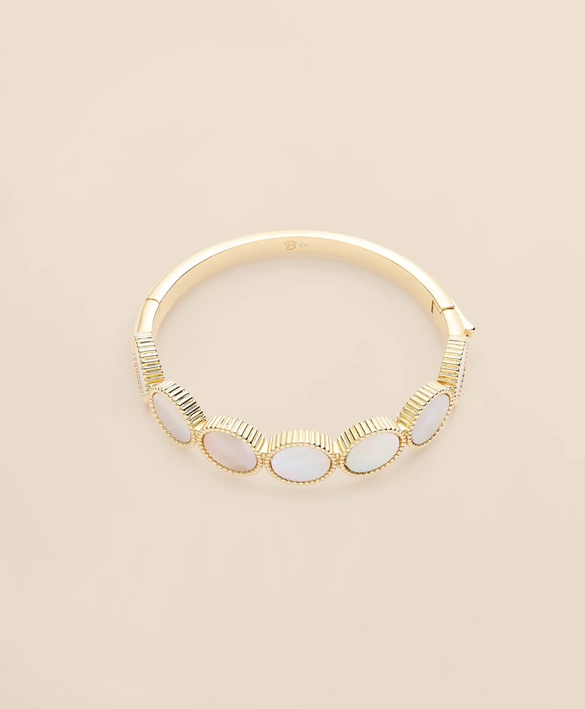 Gold-Tone Mother-Of-Pearl Bangle Bracelet, image 4