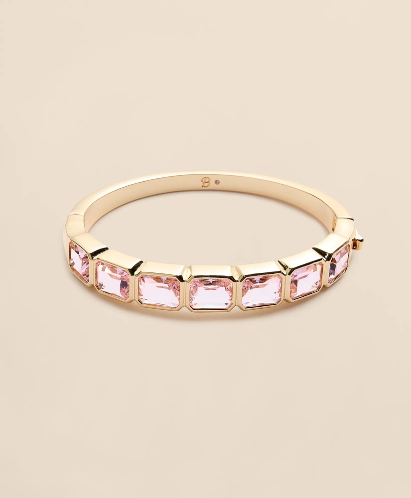 Gold-Tone Pink-Stone Bangle Bracelet, image 3