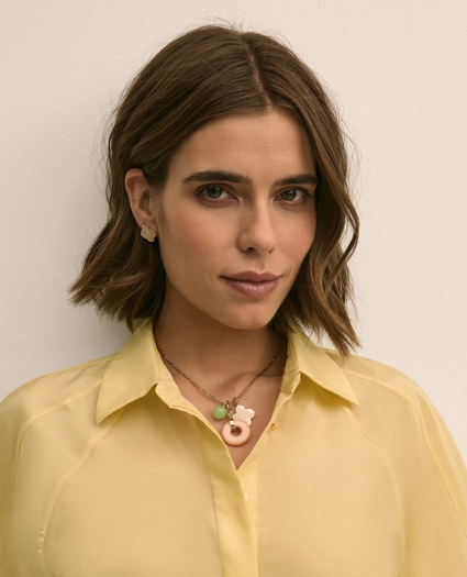 Gold-Tone Stud Earrings & Charm Necklace Set