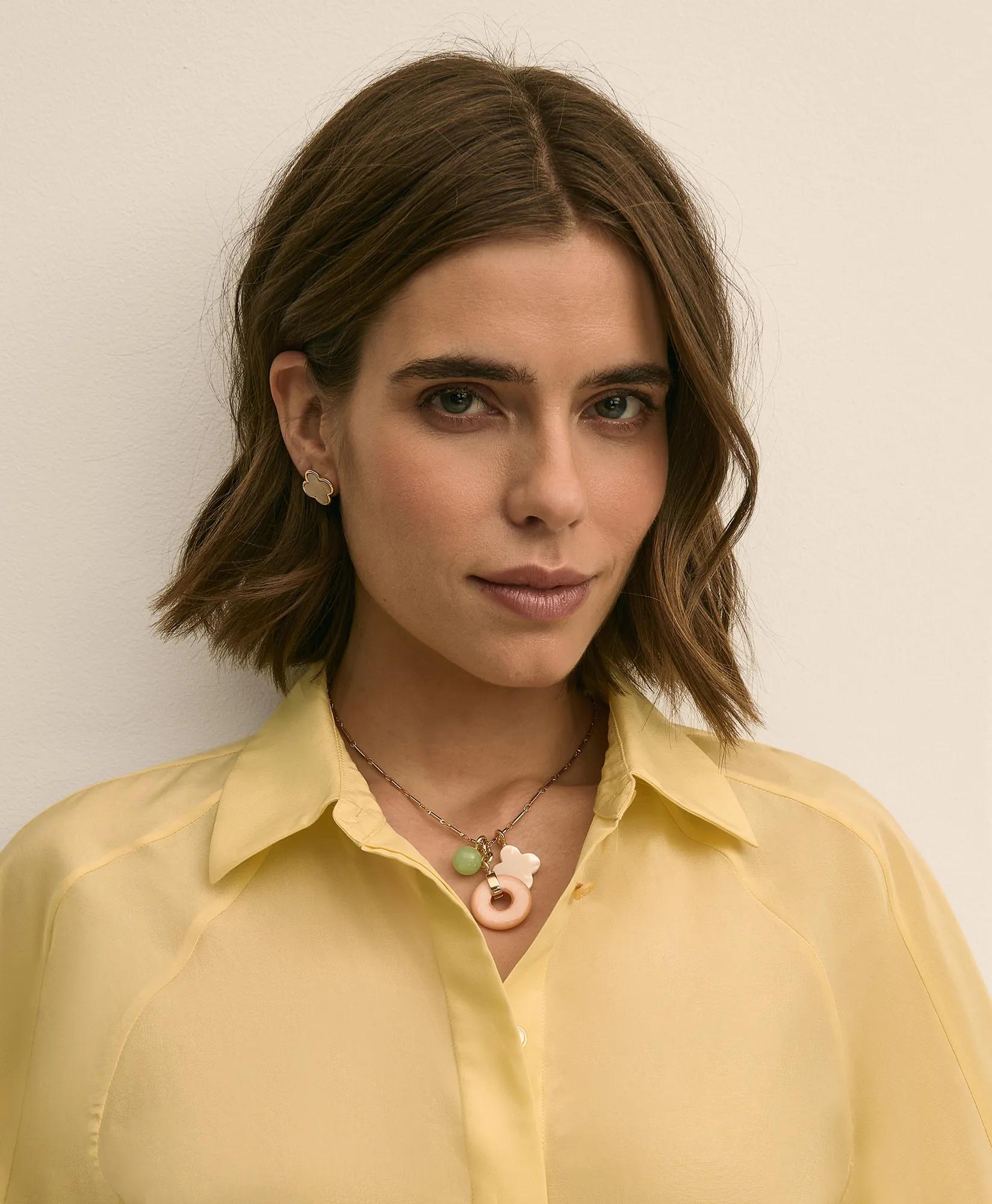 Gold-Tone Stud Earrings & Charm Necklace Set, image 2