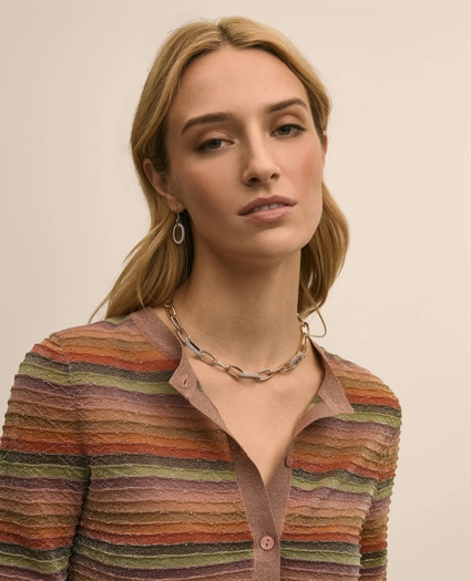 Gold-Tone Cubic Zirconia Link Necklace & Earrings Set