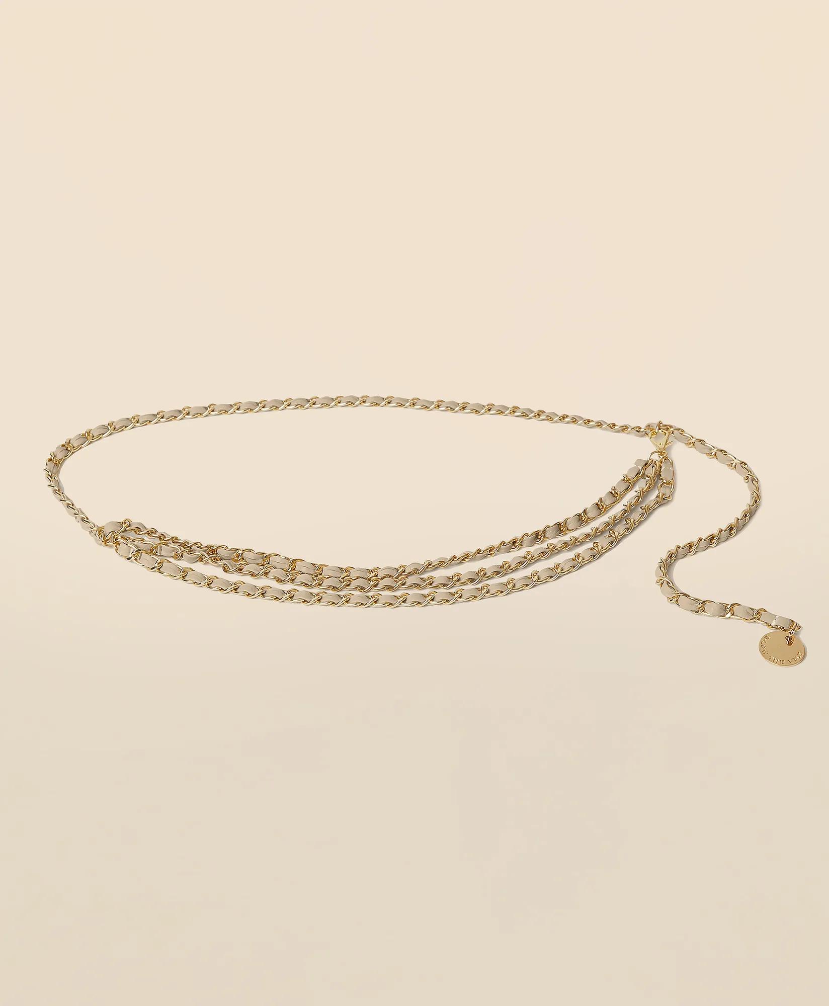 B-Low the Belt Gold-Tone Chain & Leather Waist Belt, image 1