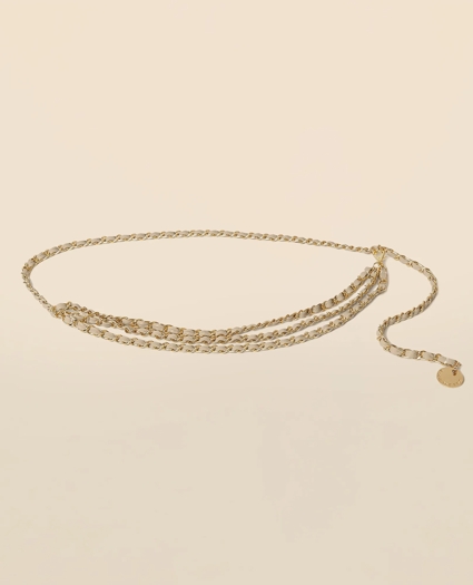 B-Low the Belt Gold-Tone Chain & Leather Waist Belt