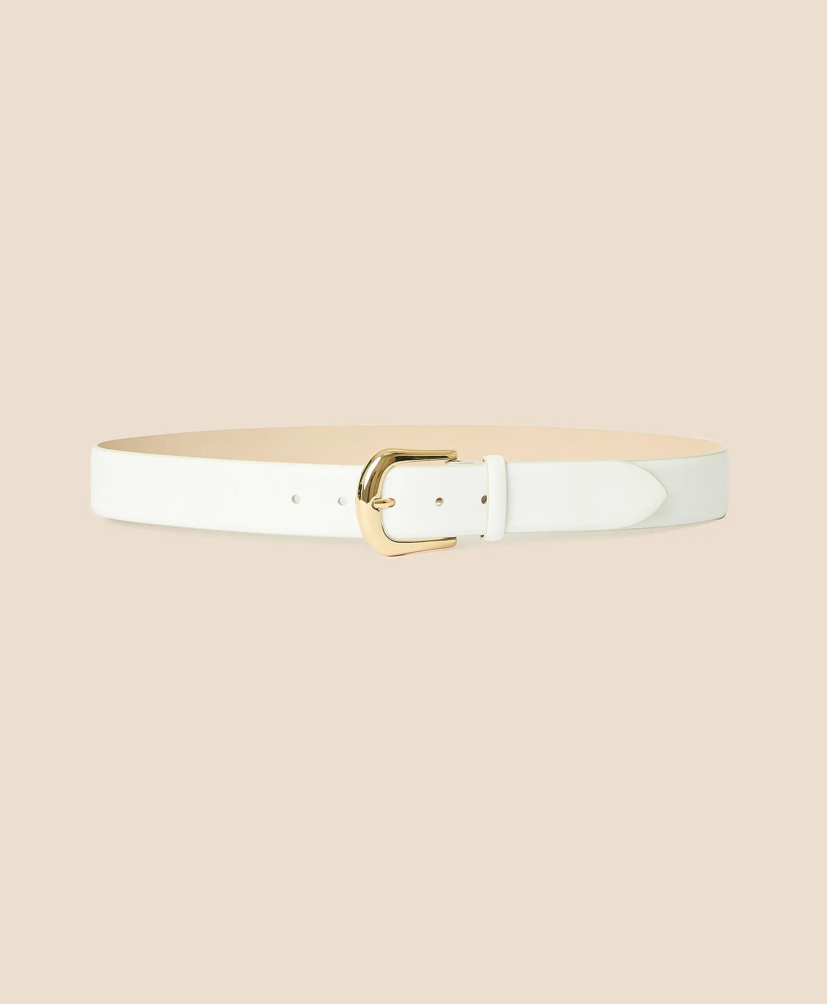 B-Low the Belt White-Gold-Tone Wide Buckle Belt, image 1