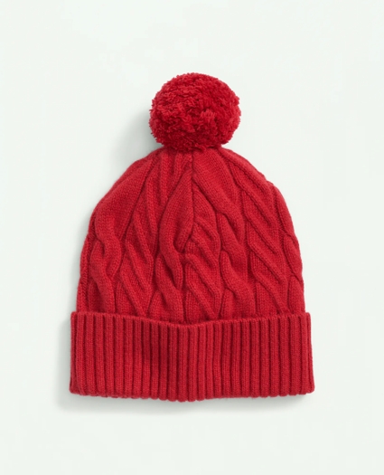 Merino Wool and Cashmere Blend Cable Knit Pom Beanie