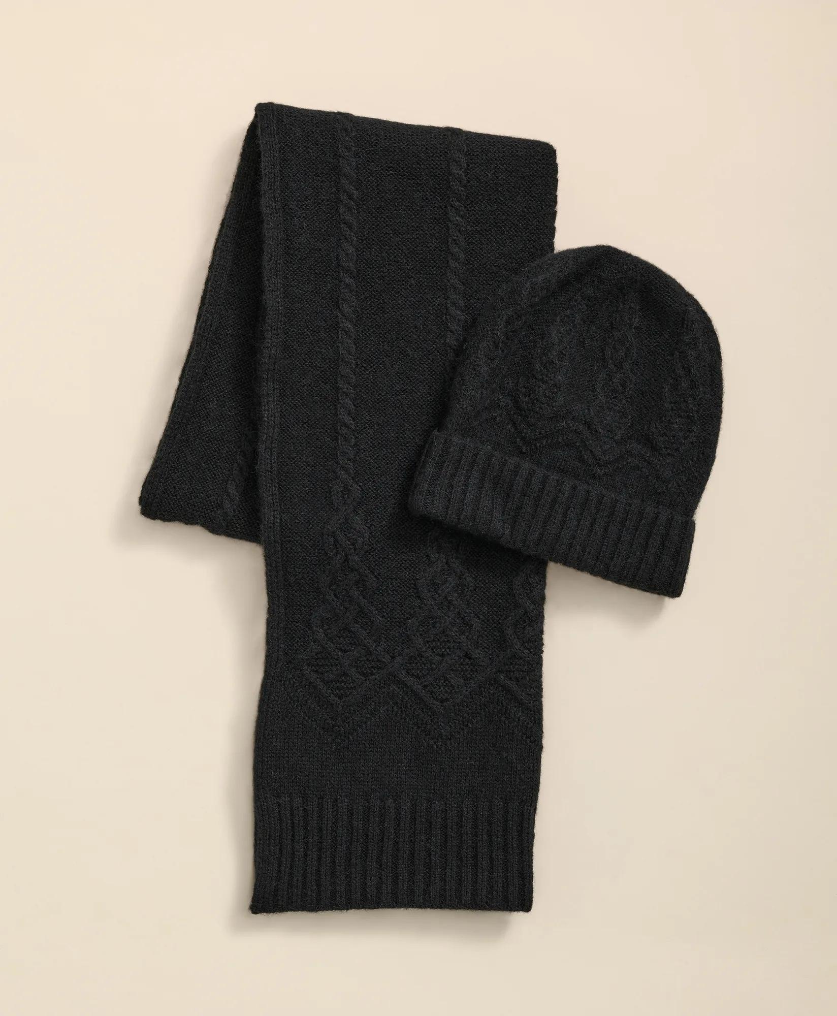 Cotton-Alpaca-Wool Blend Hat & Scarf Boxed Set, image 1