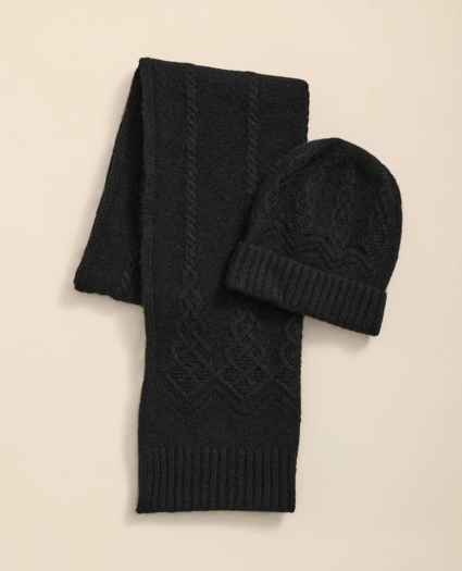 Cotton-Alpaca-Wool Blend Hat & Scarf Boxed Set, image 1