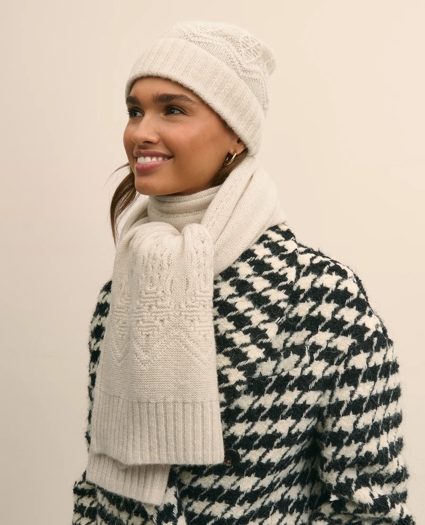 Cotton-Alpaca-Wool Blend Hat & Scarf Boxed Set, image 1