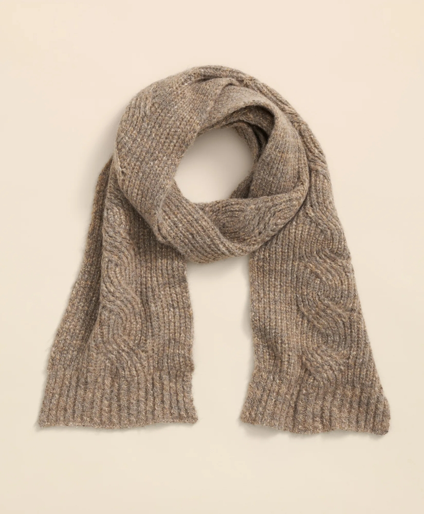 Alpaca-Cotton-Wool Blend Cable Knit Wrap Scarf