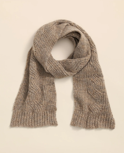 Alpaca-Cotton-Wool Blend Cable Knit Wrap Scarf, image 1