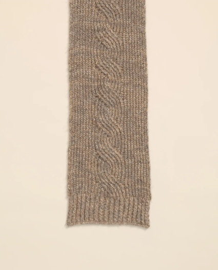 Alpaca-Cotton-Wool Blend Cable Knit Wrap Scarf, image 3