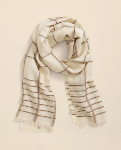Viscose-Wool-Silk Blend Shimmer Plaid Scarf, image 2