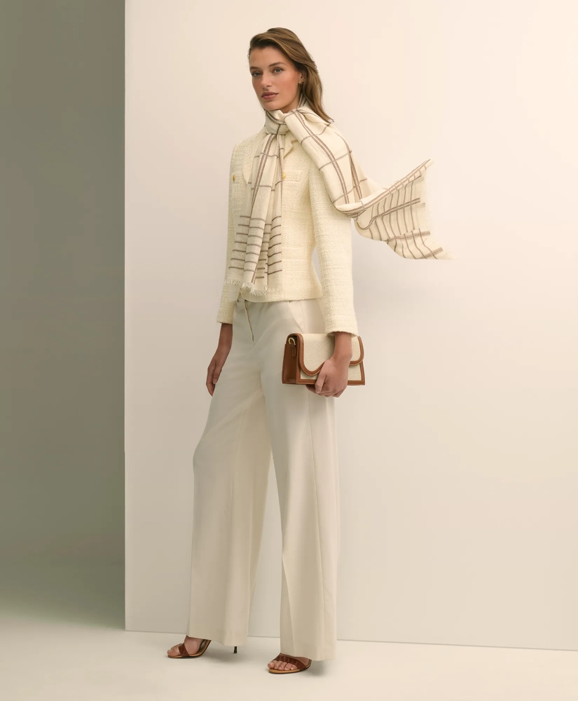 Viscose-Wool-Silk Blend Shimmer Plaid Scarf, image 4