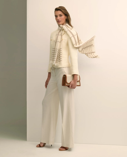 Viscose-Wool-Silk Blend Shimmer Plaid Scarf, image 4