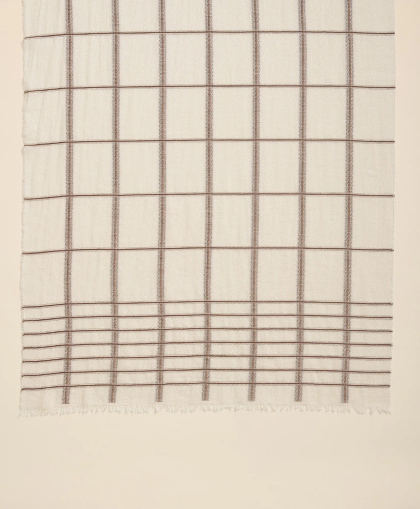 Viscose-Wool-Silk Blend Shimmer Plaid Scarf, image 5