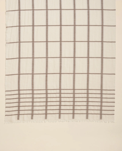 Viscose-Wool-Silk Blend Shimmer Plaid Scarf, image 5