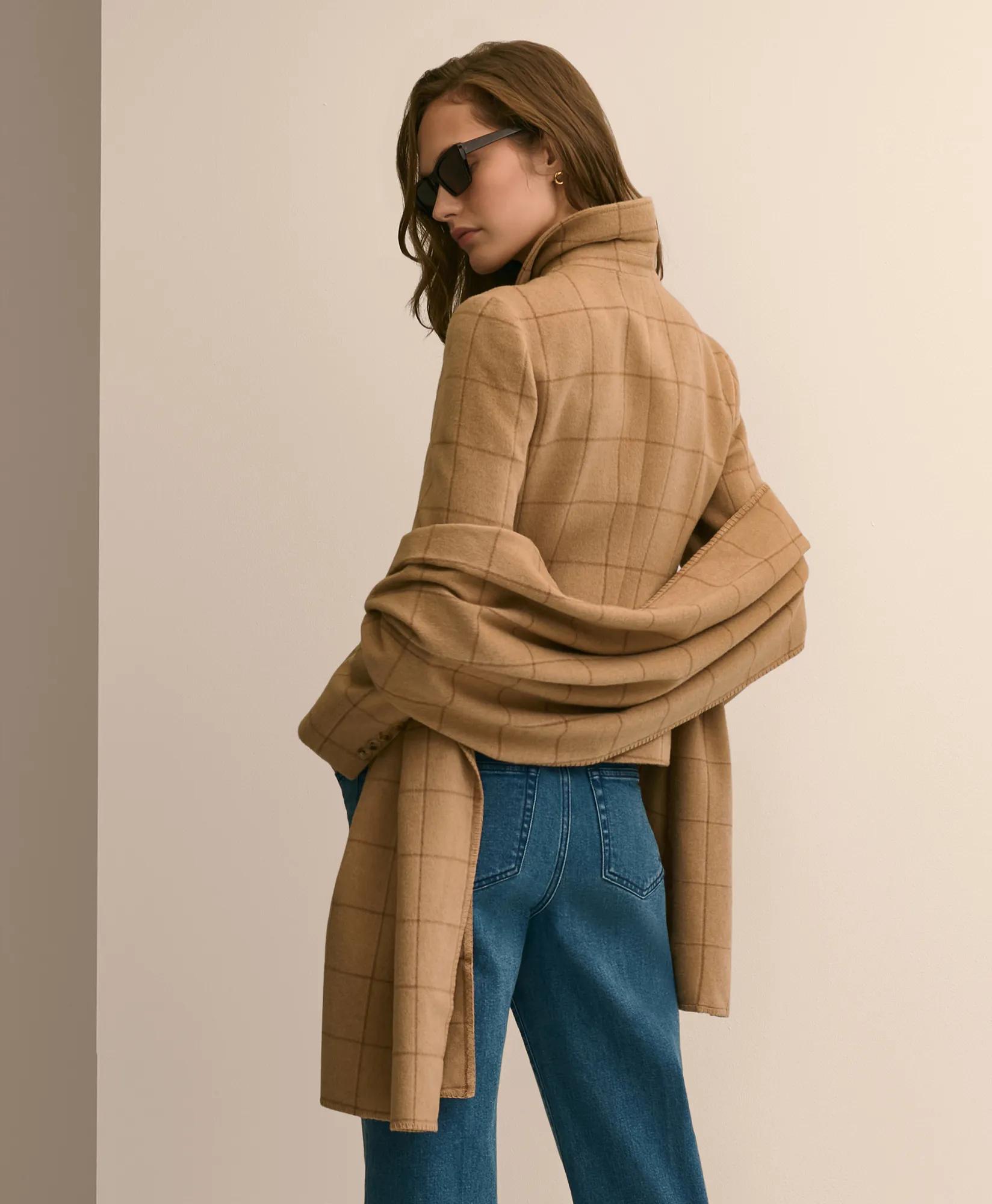 Camel Hair Windowpane Scarf, image 2