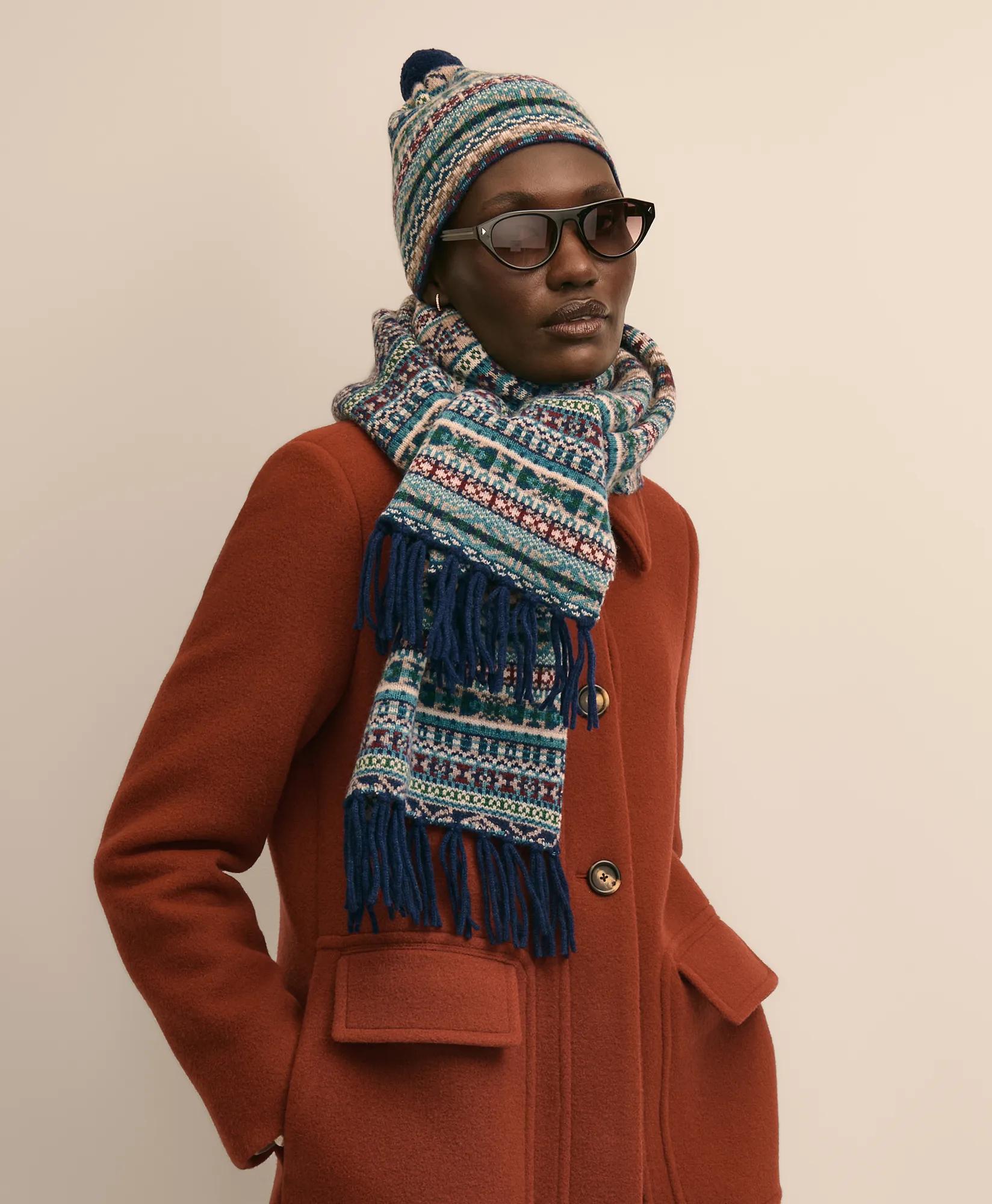 Merino Wool Fair Isle Pom-Pom Hat, image 1