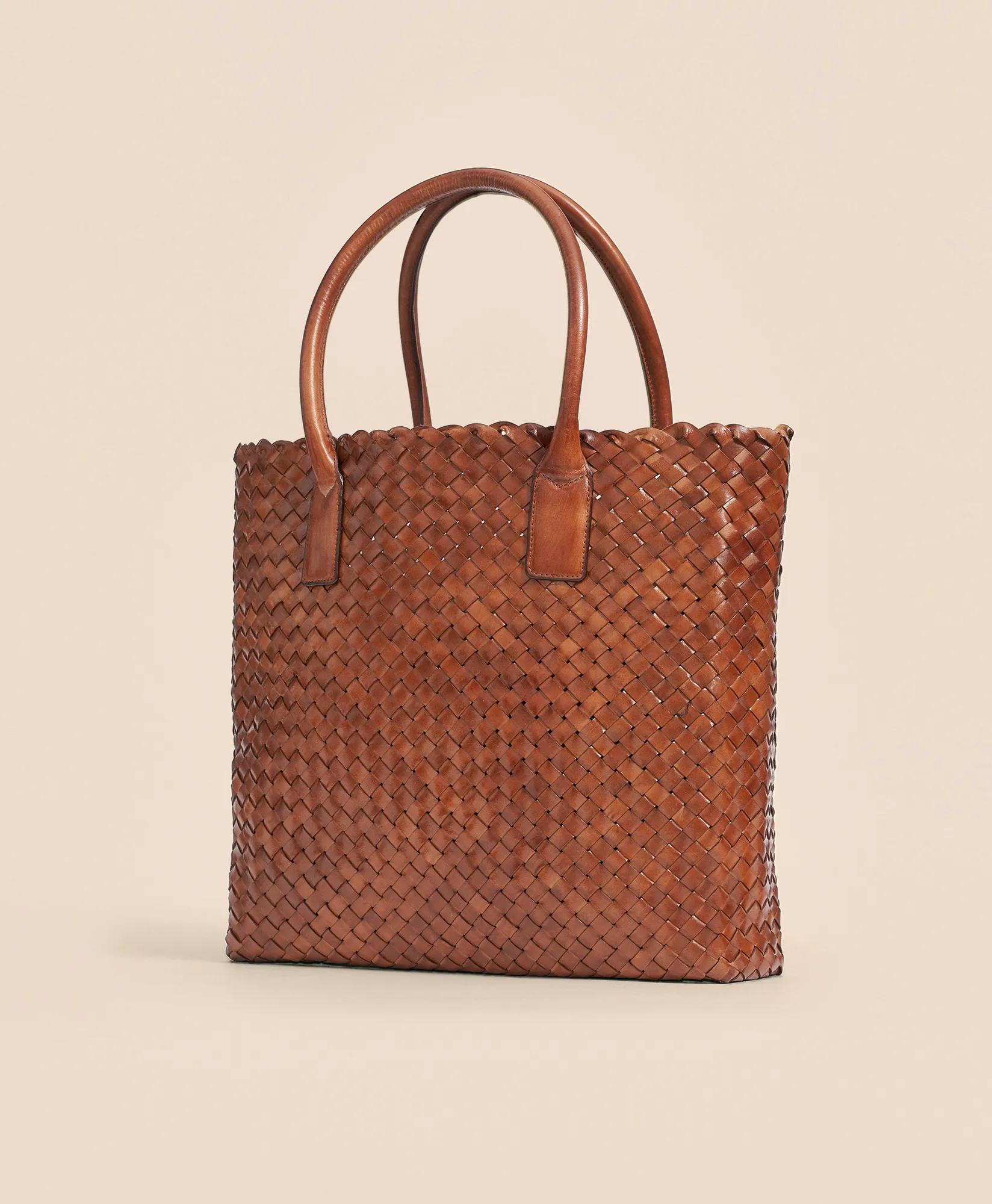 Woven Leather Tote Bag, image 1