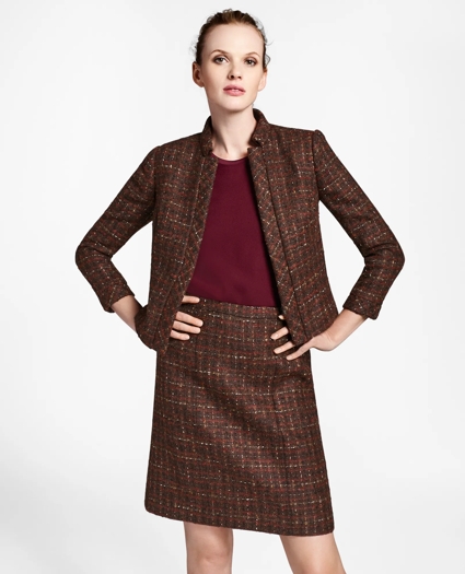 Checked Boucle Tweed Cropped Jacket, image 1