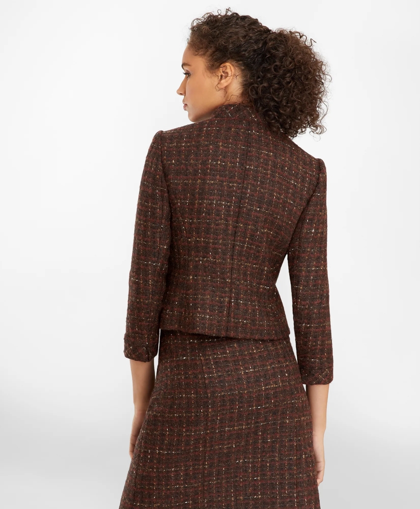 Checked Boucle Tweed Cropped Jacket, image 4