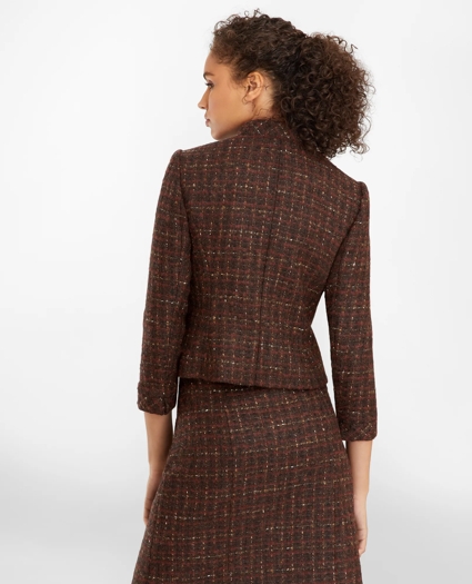 Checked Boucle Tweed Cropped Jacket, image 4