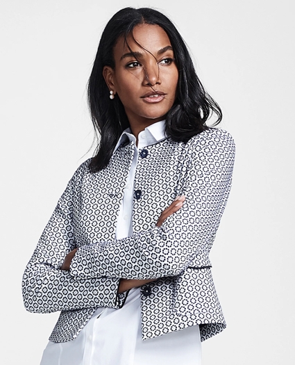 Floral Jacquard Cropped Jacket, image 1
