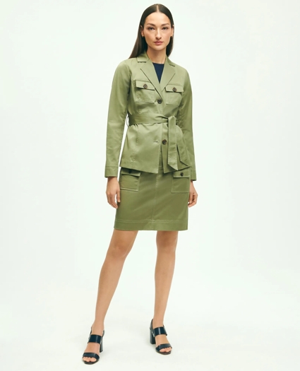 Stretch Cotton Twill Belted Safari Jacket, image 2
