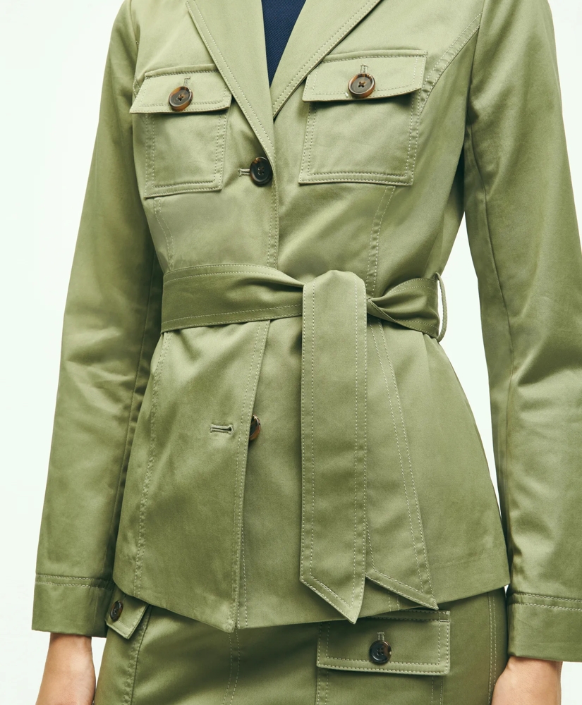 Stretch Cotton Twill Belted Safari Jacket, image 4