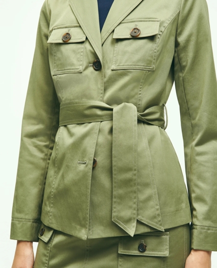 Stretch Cotton Twill Belted Safari Jacket, image 4