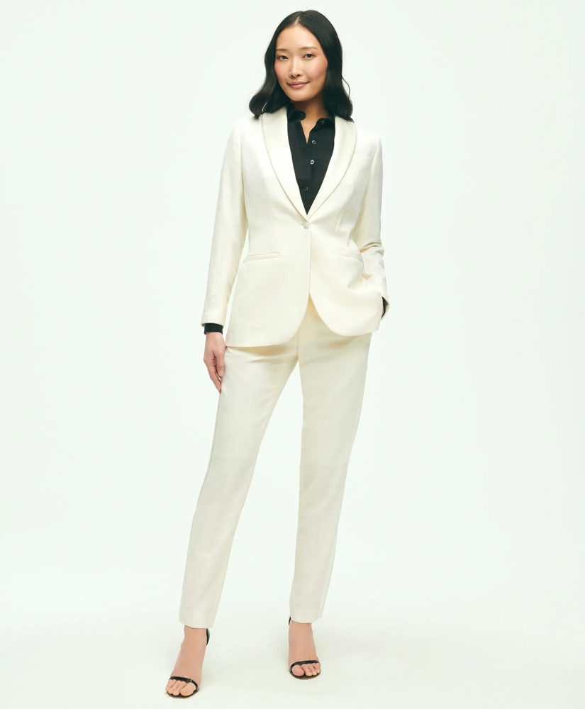 Black Fleece Peak Lapel Dinner Jacket in Merino Wool-Silk Faille, image 2