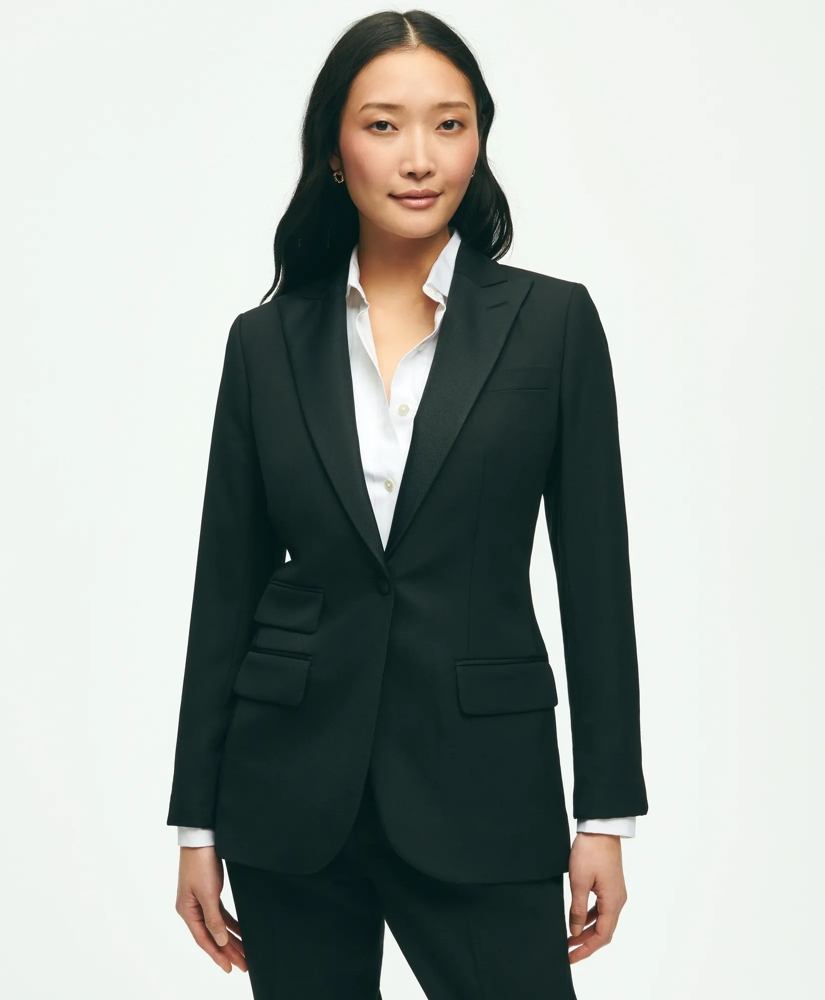 Black Fleece Peak Lapel Dinner Jacket in Merino Wool-Silk Faille, image 1