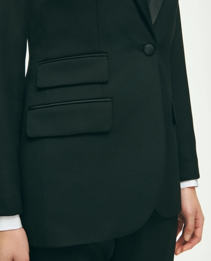 Black Fleece Peak Lapel Dinner Jacket in Merino Wool-Silk Faille, image 6