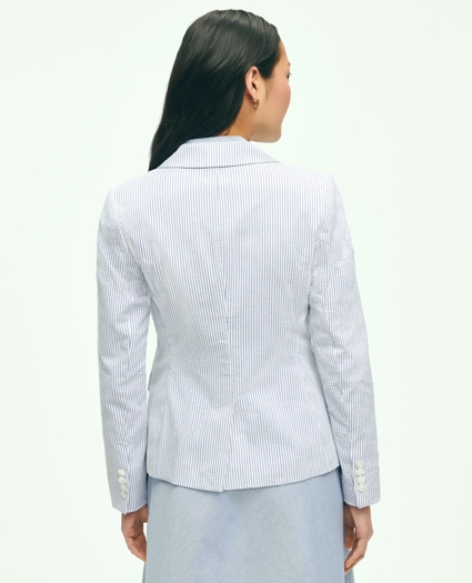 Classic Striped Seersucker Jacket In Cotton Blend, image 5