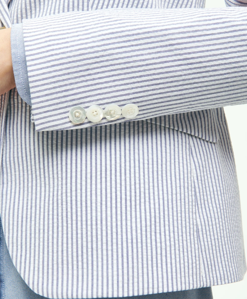 Classic Striped Seersucker Jacket In Cotton Blend, image 6