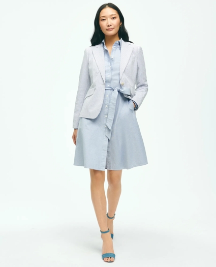 Classic Striped Seersucker Jacket In Cotton Blend, image 4