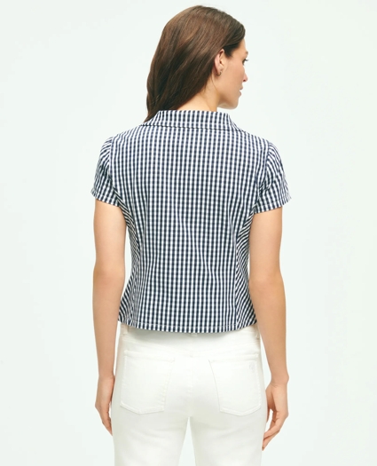 Short Sleeve Gingham Jacket In Bi-Stretch Cotton, image 6