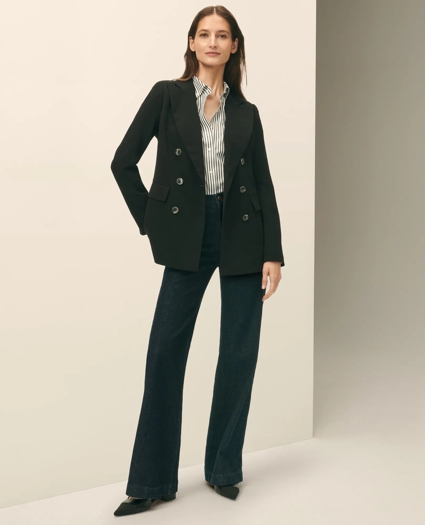 Double-Breasted Peak Lapel Jacket in Fine Twill Stretch Crepe, image 2