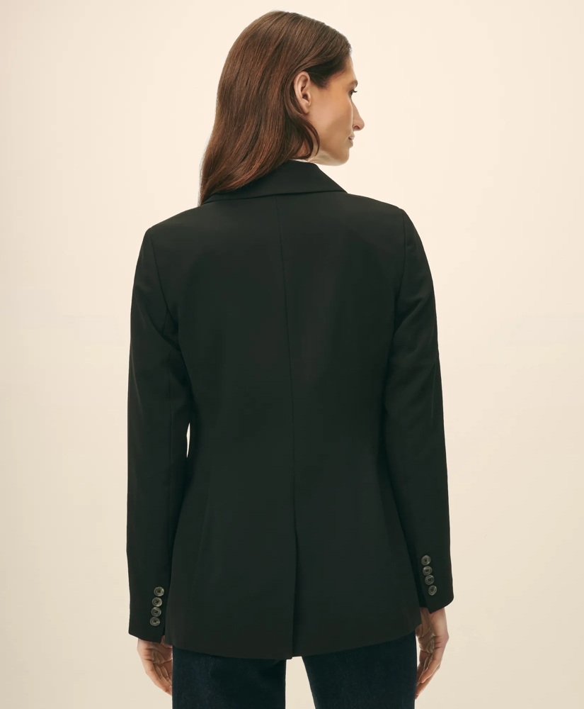Double-Breasted Peak Lapel Jacket in Fine Twill Stretch Crepe