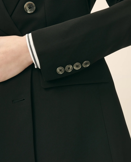 Double-Breasted Peak Lapel Jacket in Fine Twill Stretch Crepe